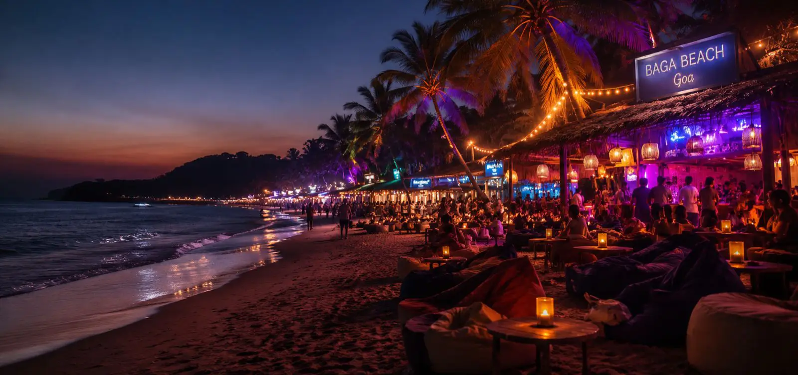 night life at baga beach in goa